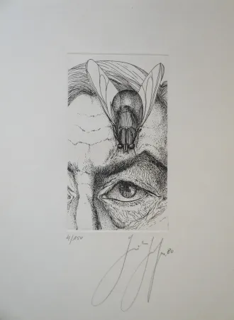 Etching Grass - Selbstporträt mit Fliege