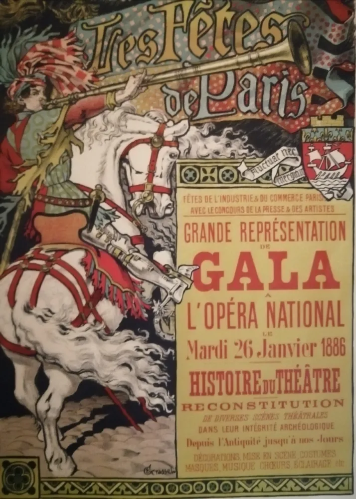 Lithograph Grasset - Les Fêtes de Paris