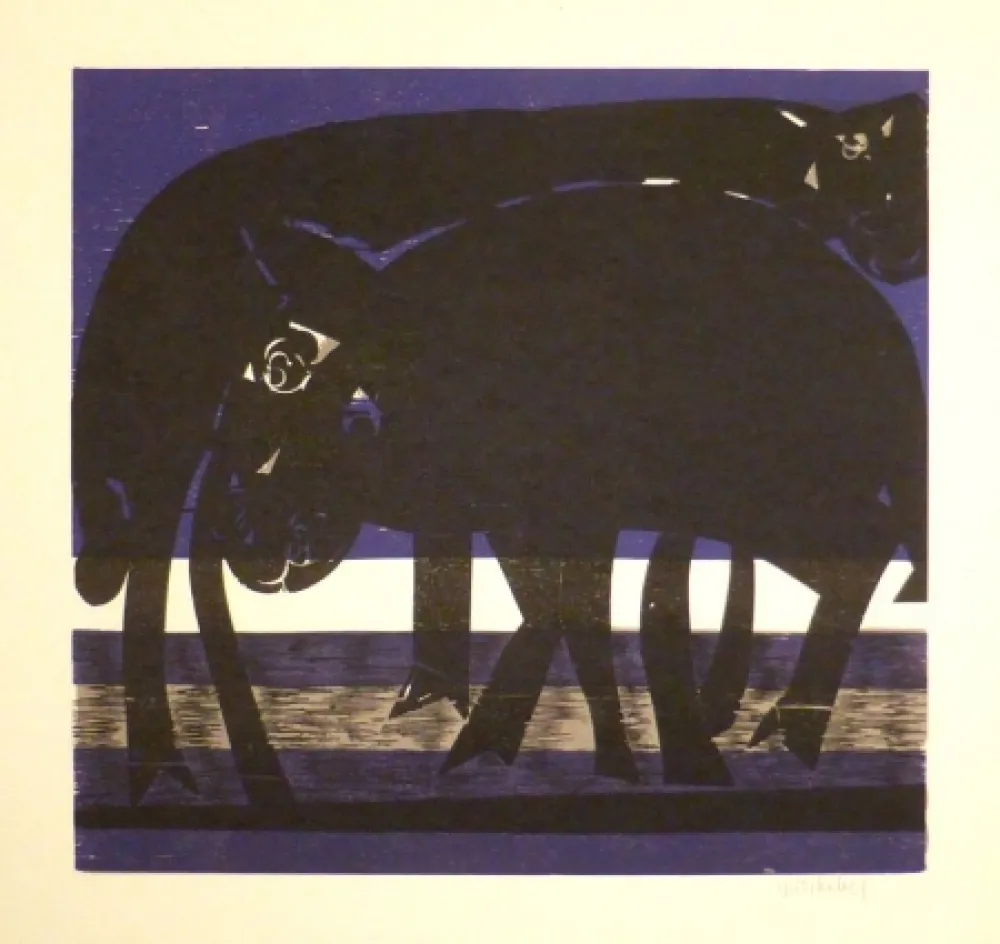 Woodcut Grieshaber - Tiefebene