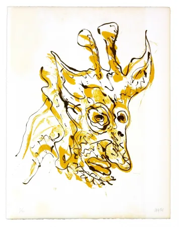 Lithograph Grinberg - Le changement en girafe