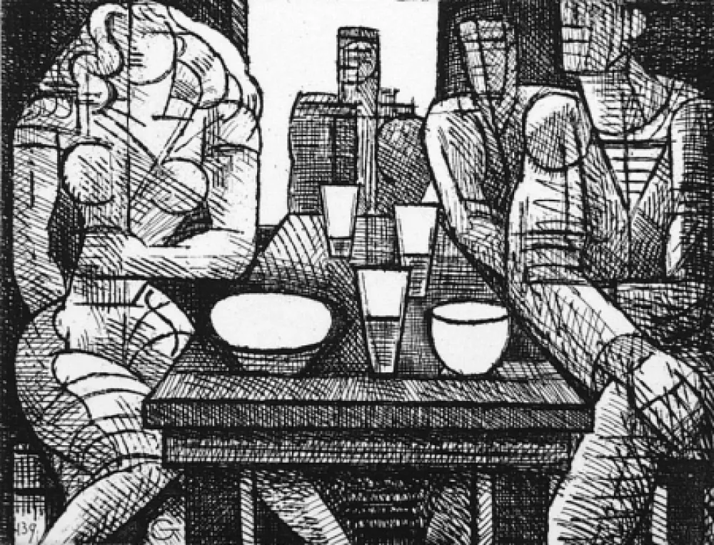 Engraving Gromaire - Estaminet