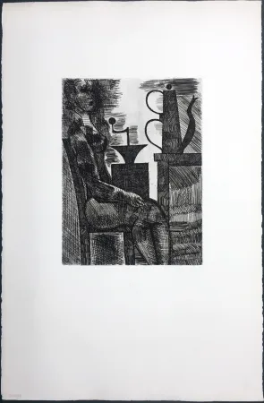 Etching Gromaire - Femme à la cafetière (Chacographie du Louvre)