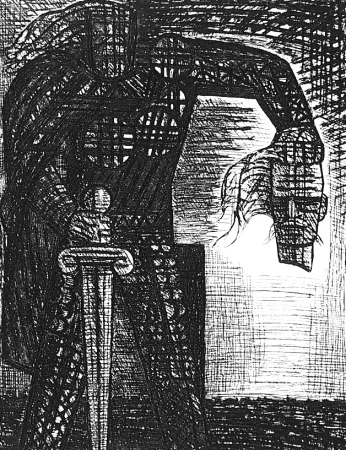 Engraving Gromaire - La mort de Macbeth