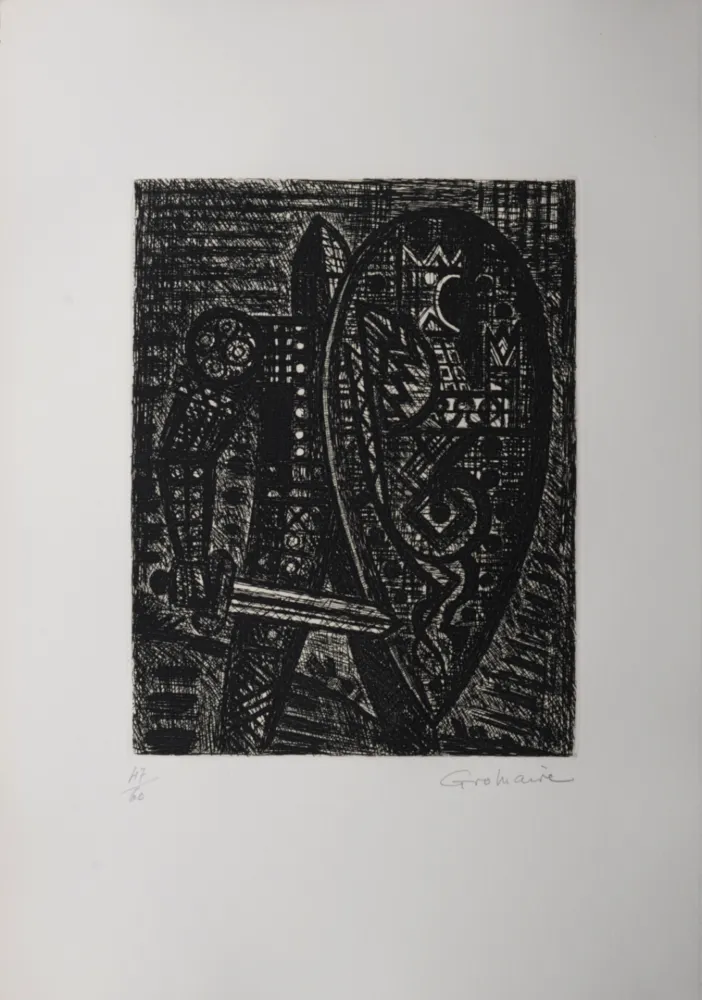 Lithograph Gromaire - La révolte, 1958