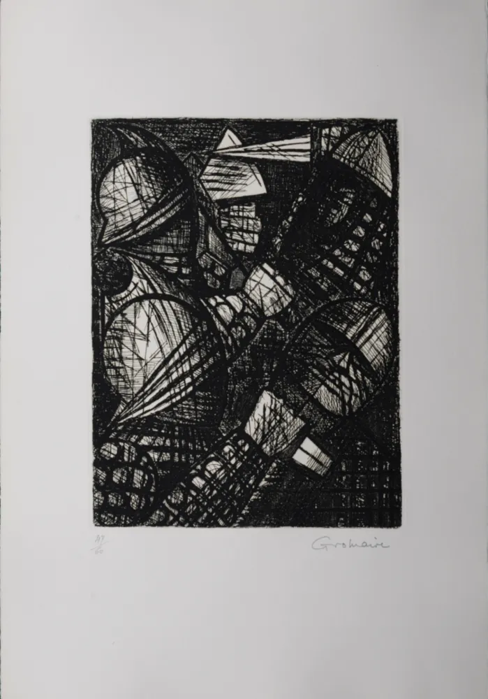 Engraving Gromaire - Le combat, 1958