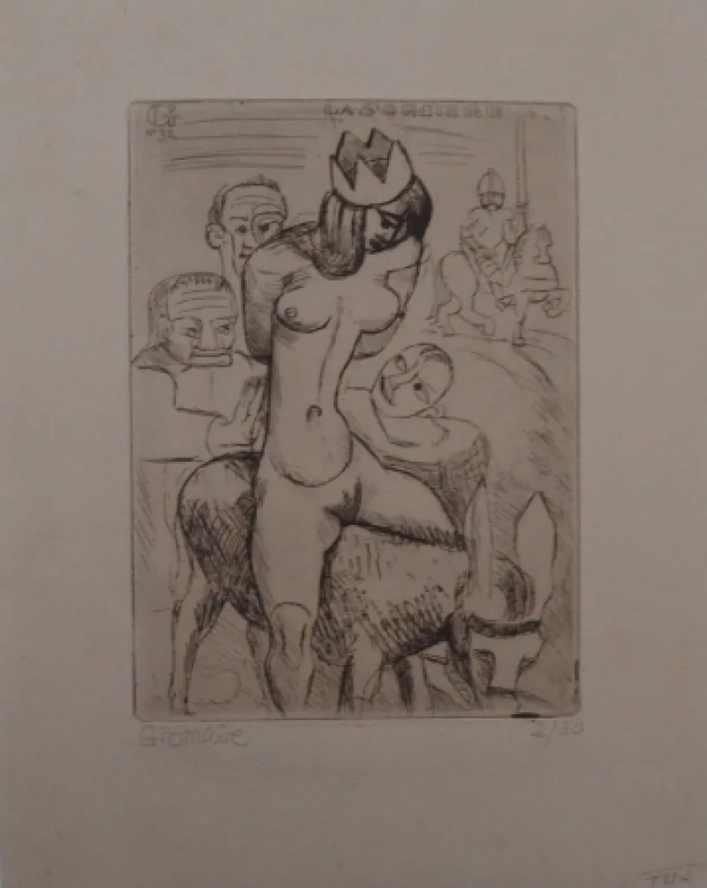 Etching Gromaire - Sorcière sur un âne