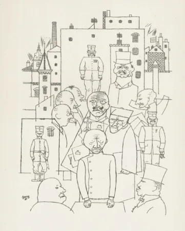 Lithograph Grosz - Er hat Hinderburg verspottet