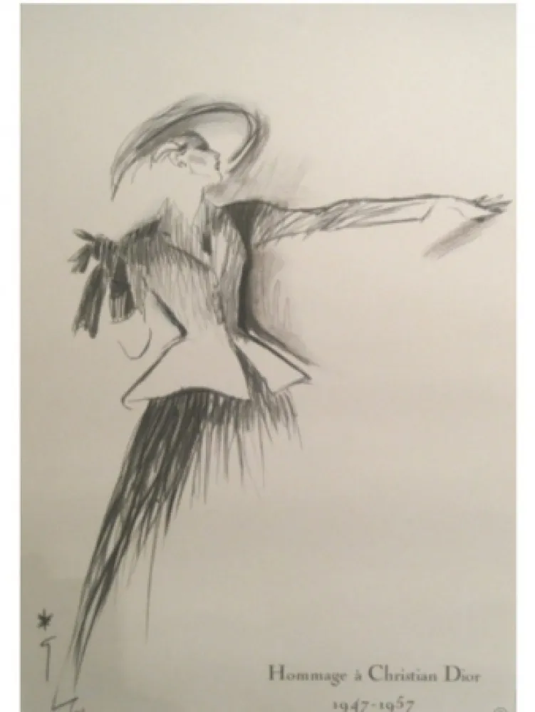 Lithograph Gruau - HOMMAGE A CHRISTIAN DIOR
