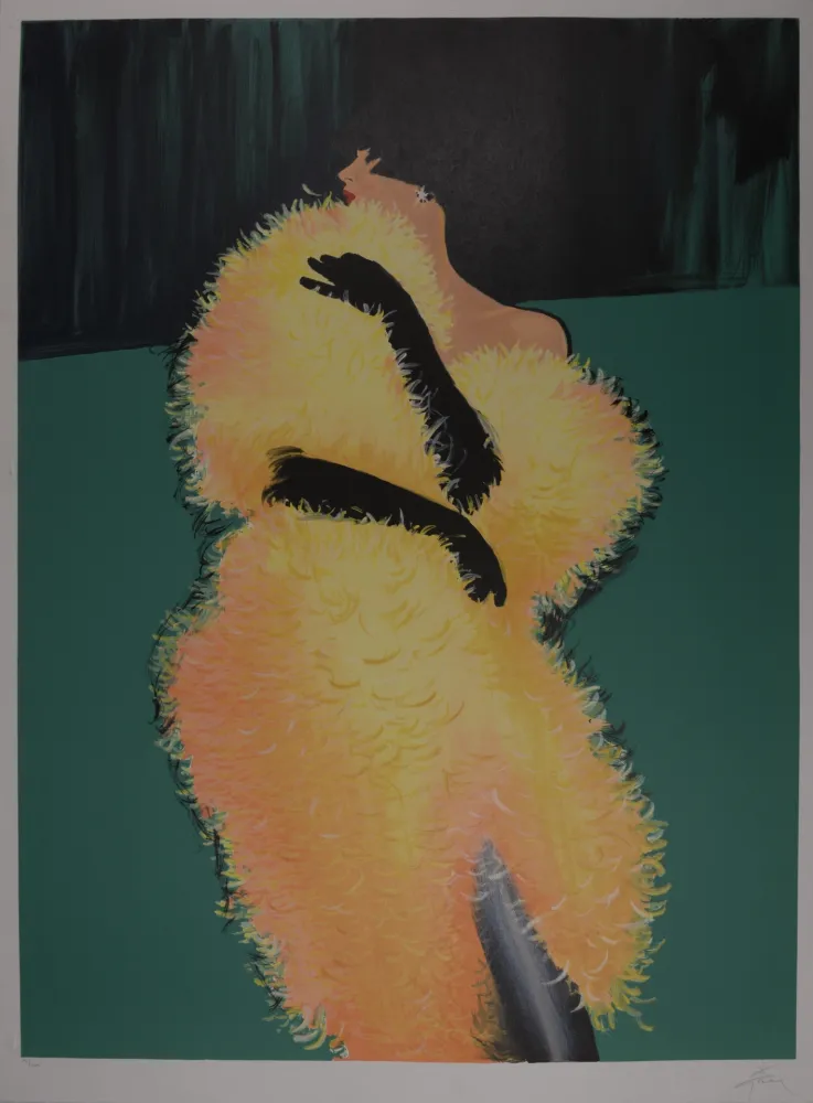 Lithograph Gruau - La femme en jaune, 1990 - Hand-signed!