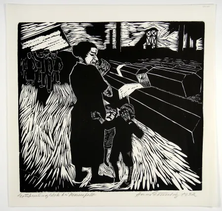 Woodcut Grundig - Grubenunglück bei Mansfeld (Mining accident near Mansfeld)