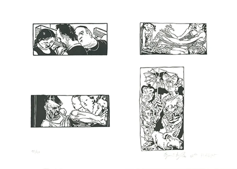 Linocut Grützke - Bilder aus Bongs Stall