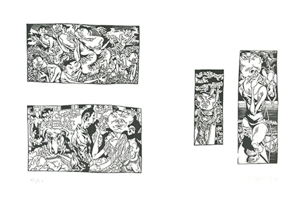 Linocut Grützke - Bilder aus Bongs Stall