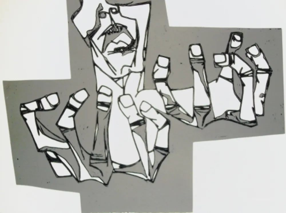 Etching Guayasamin - Las manos de la ira