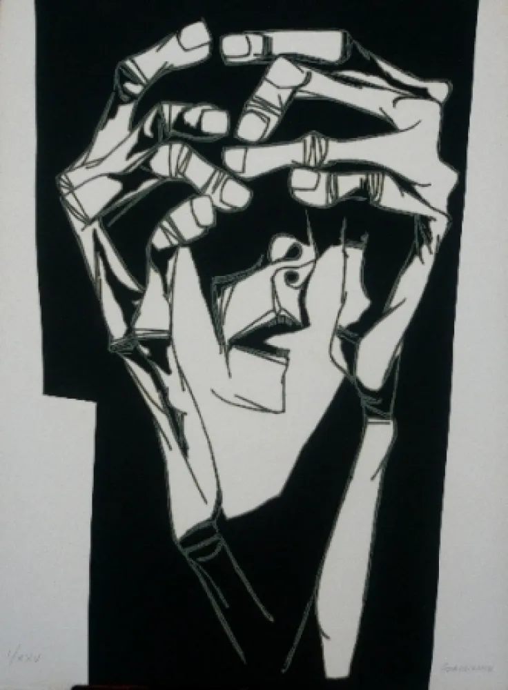 Etching Guayasamin - Las manos del terror variante