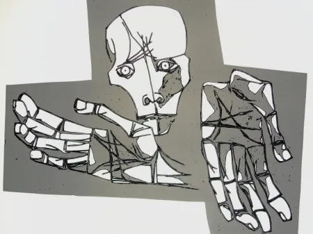 Etching Guayasamin - Las manos desoladas