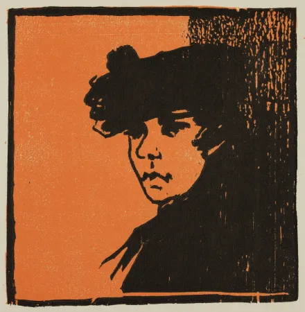 Woodcut Guerard - Tête de femme