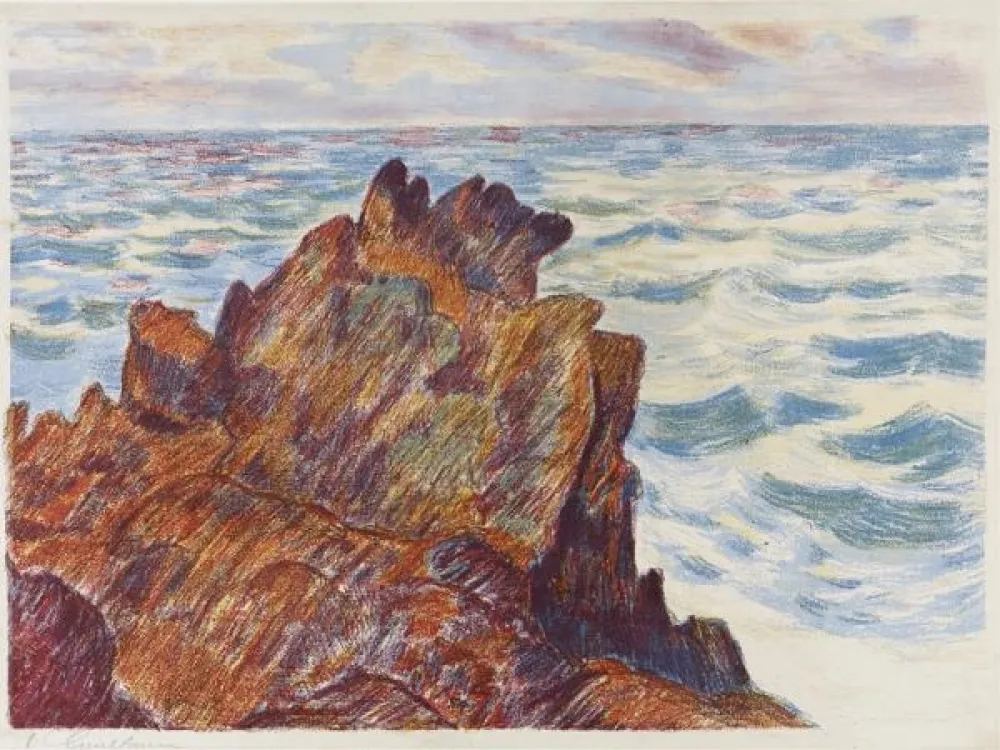 Lithograph Guillaumin - Armand Guillaumin (1841-1927). Les Rochers rouges. 1896. Lithographie signée.