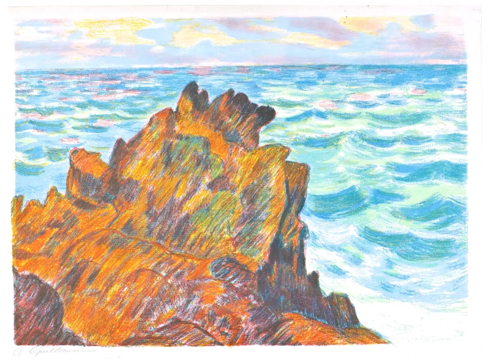 Lithograph Guillaumin - Les Roches Rouges