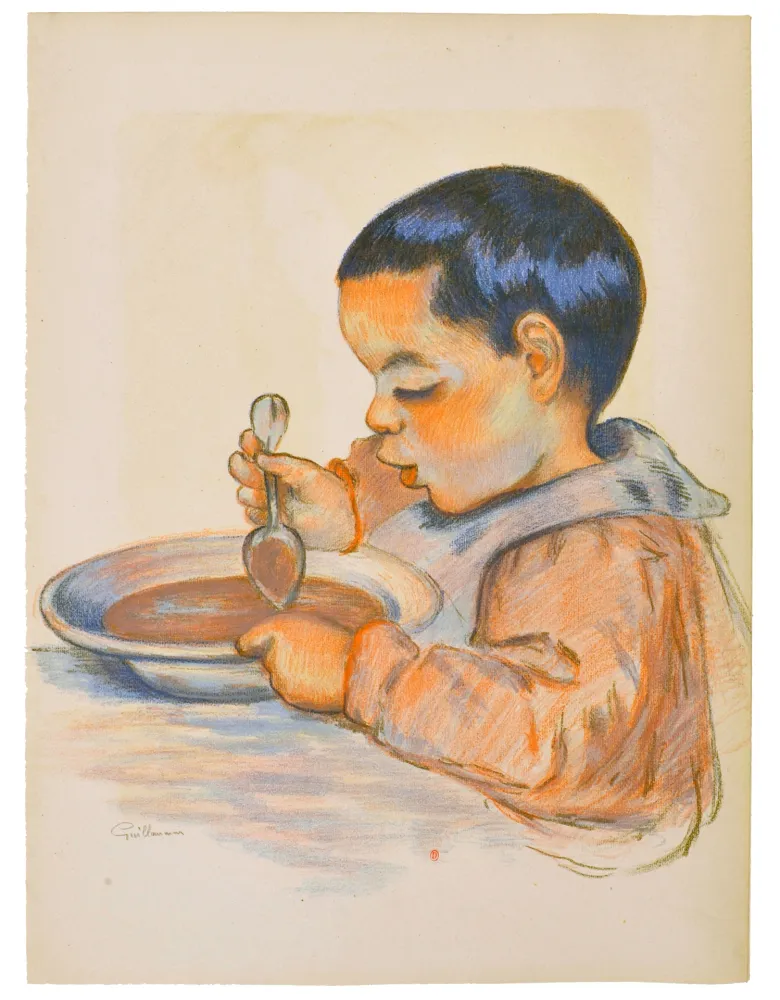 Lithograph Guillaumin - Tête d'enfant