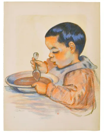 Lithograph Guillaumin - Tête d'enfant