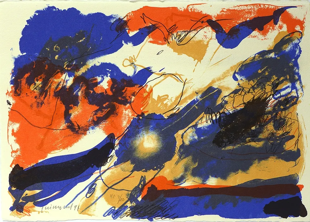 Lithograph Guinovart - Des dels blaus