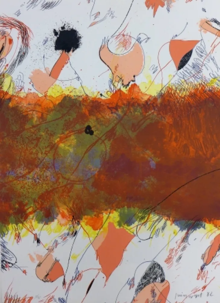 Lithograph Guinovart - Entre dues roses