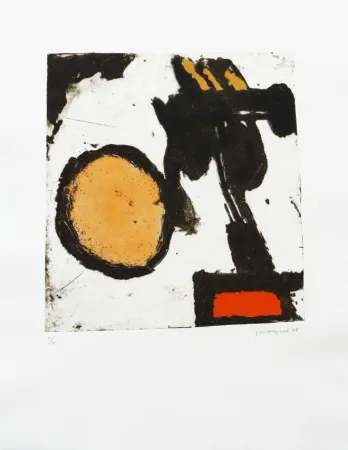 Etching Guinovart - Sèpia i taronja