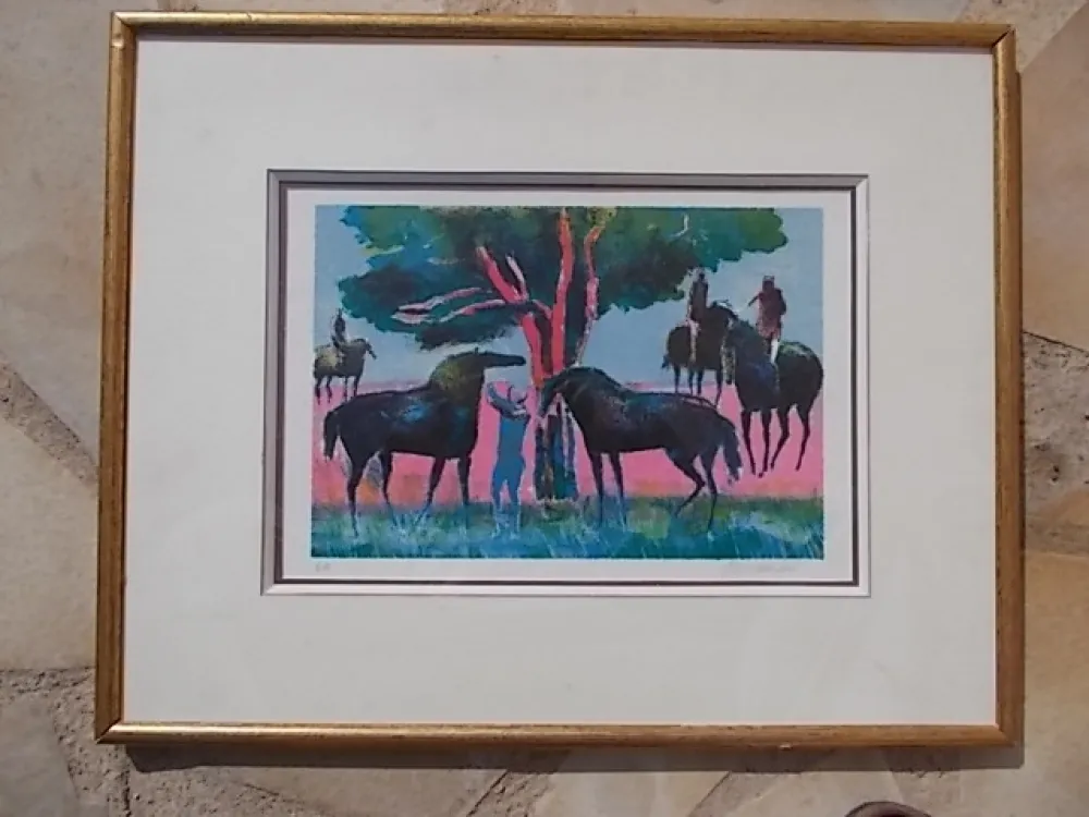 Lithograph Guiramand - Les cavaliers