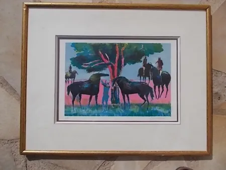 Lithograph Guiramand - Les cavaliers