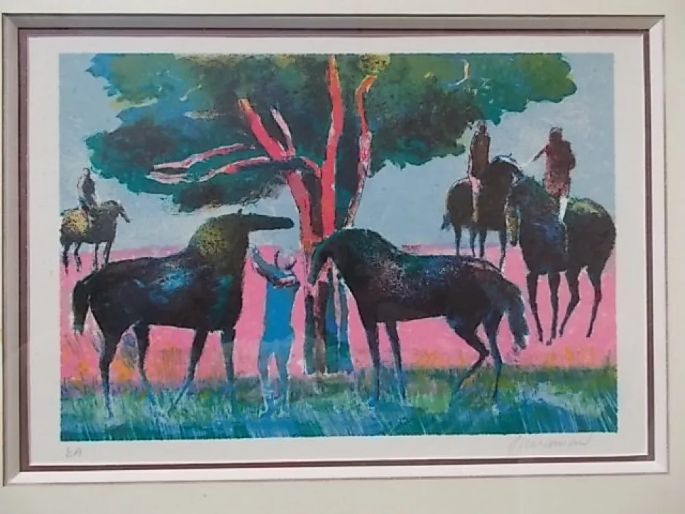 Lithograph Guiramand - Les cavaliers