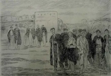 Engraving Gutiérrez Solana  - Domingo en las afueras