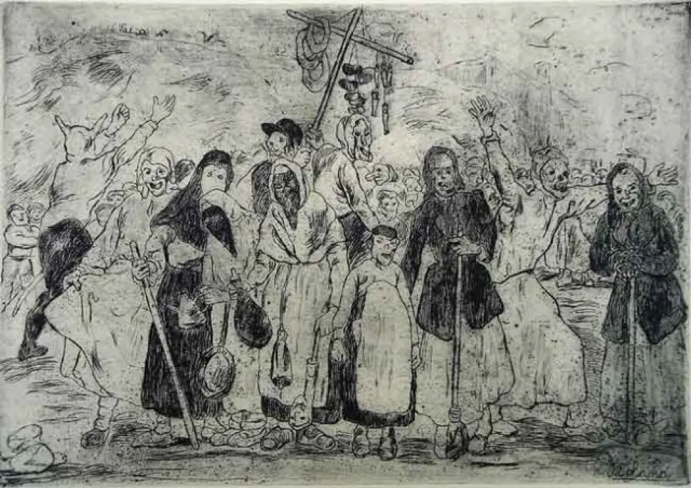 Engraving Gutiérrez Solana  - Entierro de la sardina