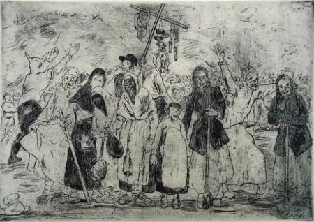 Engraving Gutiérrez Solana  - Entierro de la sardina