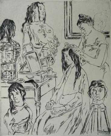 Engraving Gutiérrez Solana  - La Peinadora
