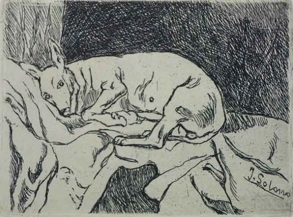 Engraving Gutiérrez Solana  - La Perra del Pintor