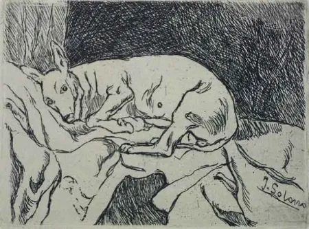 Engraving Gutiérrez Solana  - La Perra del Pintor