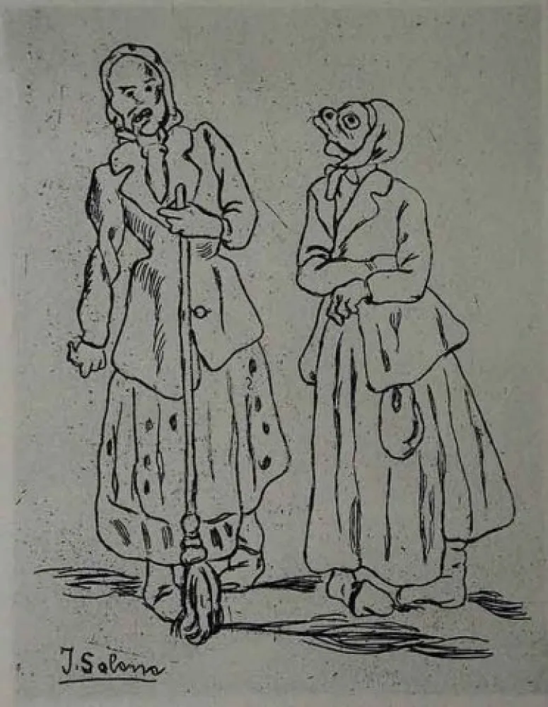 Engraving Gutiérrez Solana  - Máscaras de la escoba