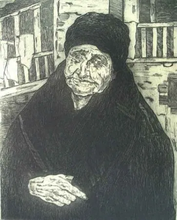 Engraving Gutiérrez Solana  - Vieja montañesa