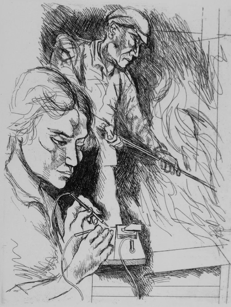 Engraving Guttuso - Il lavoro II