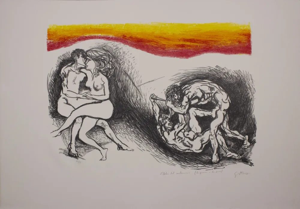 Lithograph Guttuso - L'Italia del centenario