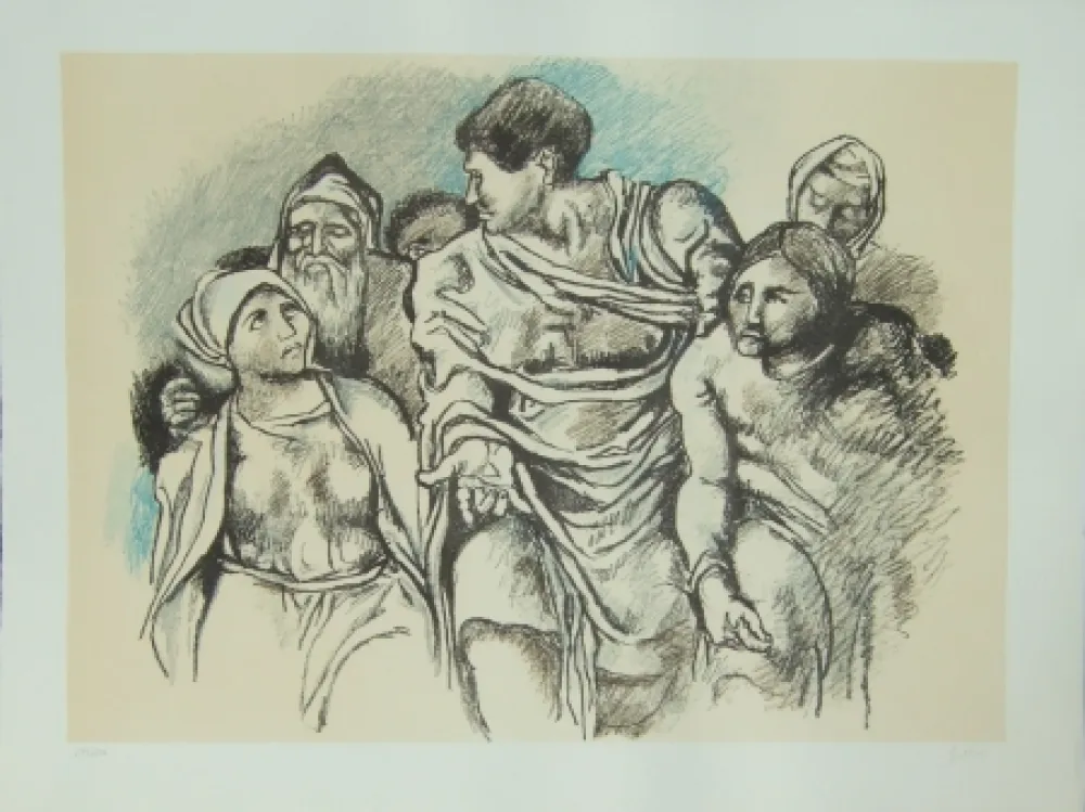 Lithograph Guttuso - Omaggio a Michelangelo