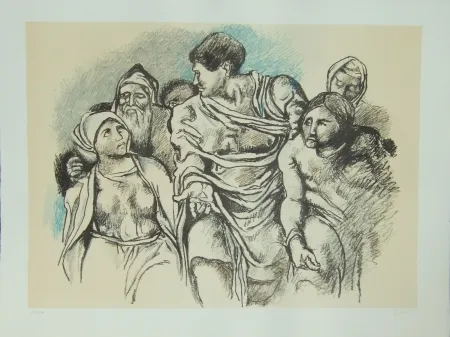 Lithograph Guttuso - Omaggio a Michelangelo