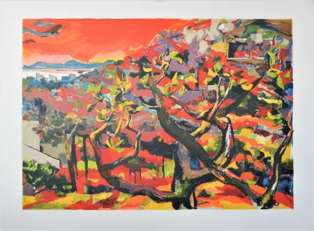 Lithograph Guttuso - Paesaggio di Torre del Greco