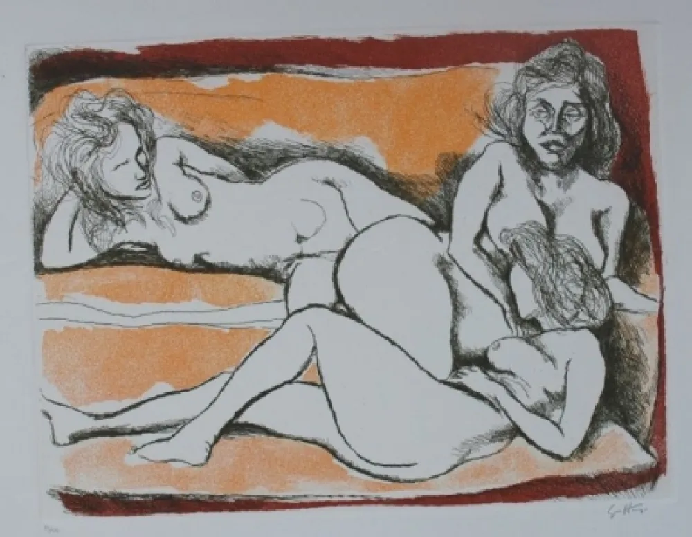 Etching And Aquatint Guttuso - Tre nudi