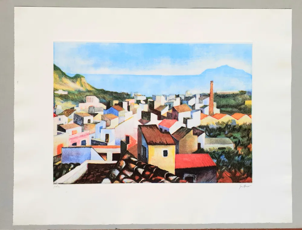 Etching And Aquatint Guttuso - Veduta di Bagheria