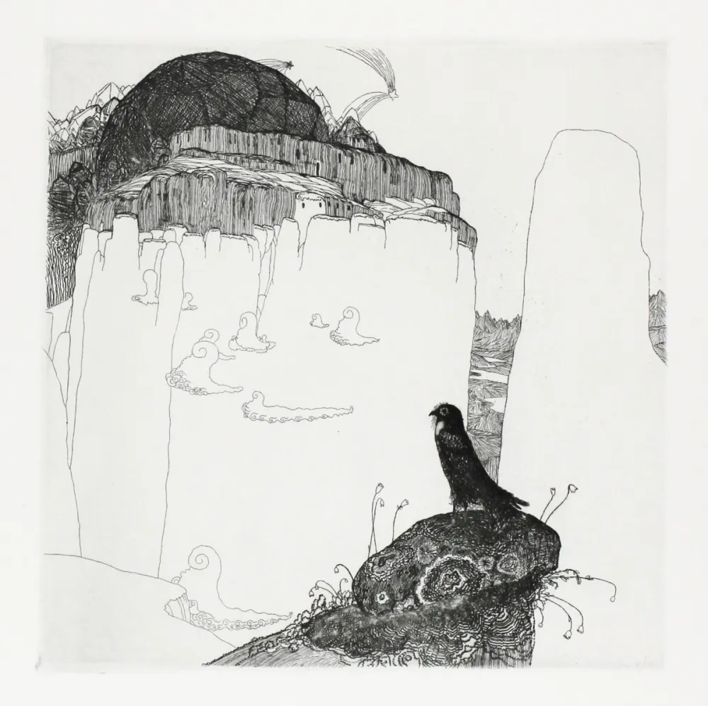 Etching Hablik - Turmfalke (Kestrel)