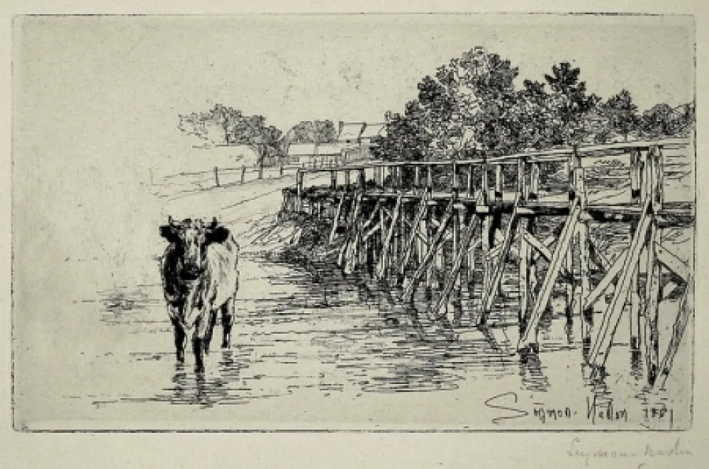 Engraving Haden - The Village Ford