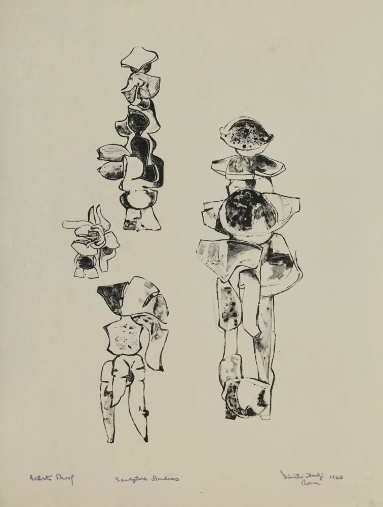 Lithograph Hadzi - Sculpture Studies