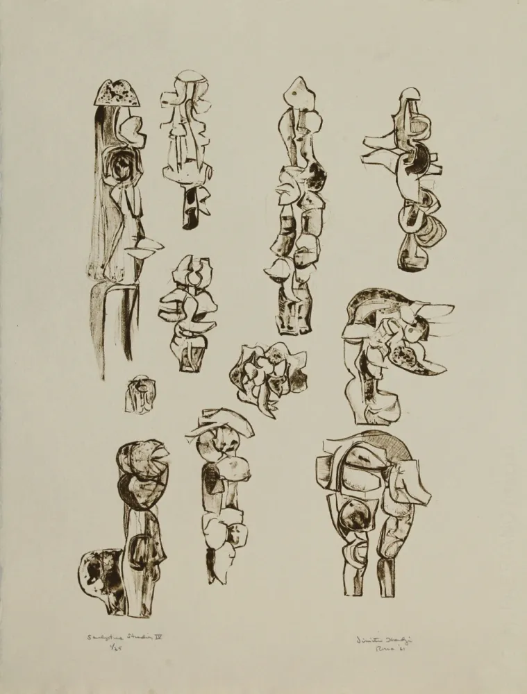 Lithograph Hadzi - Sculpture Studies IV