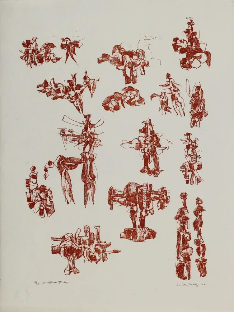 Lithograph Hadzi - Sculpture Studies V